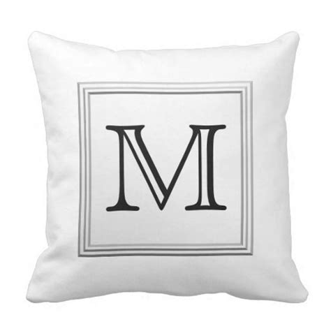 Printed Custom Monogram Black And White Throw Pillow Zazzle