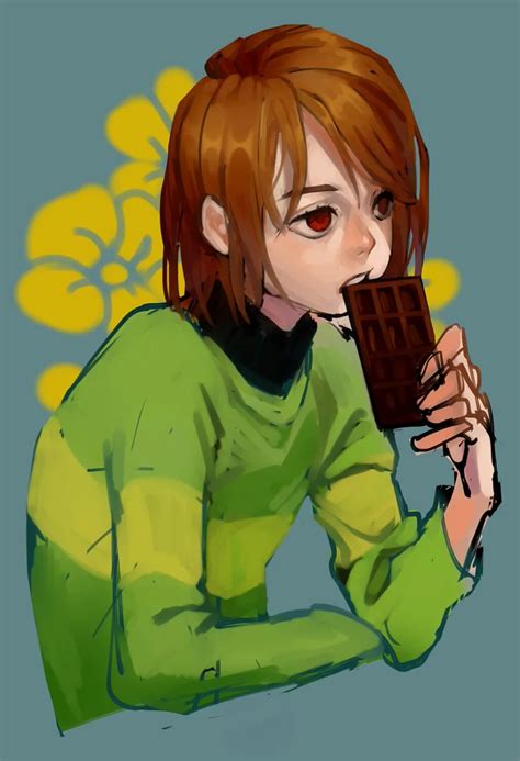 Art Of Chara From Undertale Eating Chocolate Made Circa 2016 Or
