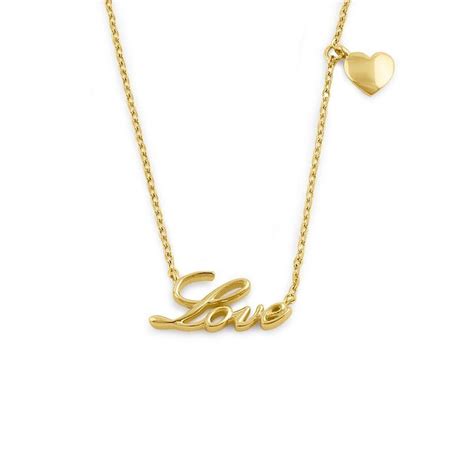 14k Solid Gold Love Necklace Gold Necklace For Women Love Etsy