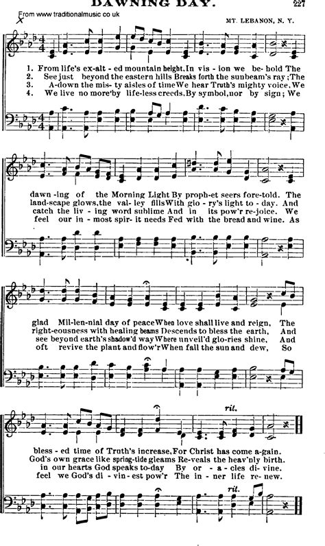 Shaker Music Song Dawning Day Sheet Music And Pdf