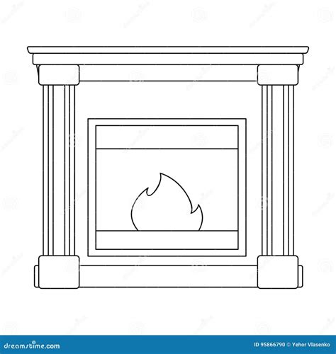 Fire Warmth And Comfort Fireplace Single Icon In Outline Style Vector