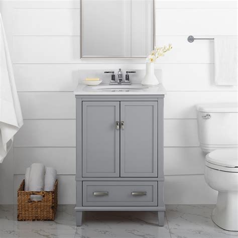 Dorel Living Otum Inch Bathroom Vanity With Sink Gray Wood