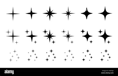 Conjunto De Iconos De Estrellas Brillantes Silueta De Estrella Negra