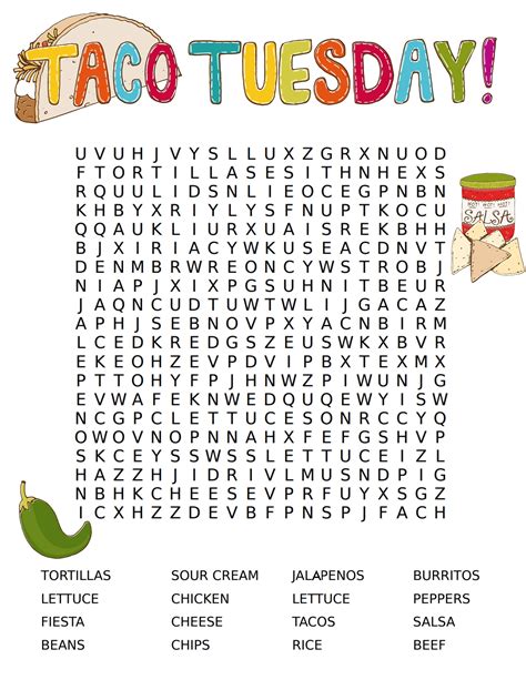 Taco Tuesday Crossword Puzzle Word Find Taco Tuesday Learning
