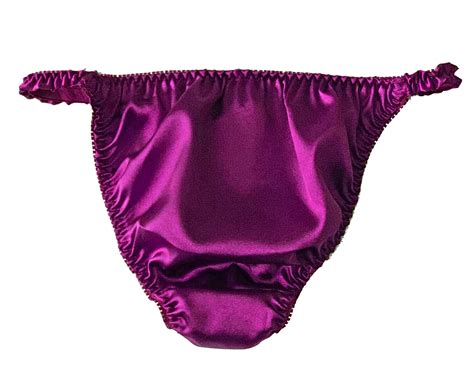Purple Satin Tanga Sissy Feminine Underwear Bikini Briefs Panties Sizes