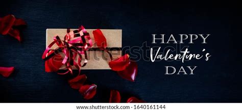 Happy Valentines Day Red Roses Petals Stock Photo 1640161144 Shutterstock