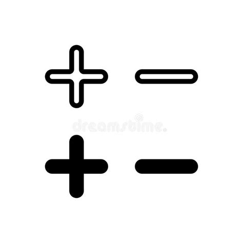 Plus And Minus Signs Are Used For Addition And Subtraction Stock Vector