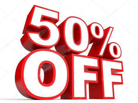 Discount 50 Percent Off 3d Illustration On White Background Stock