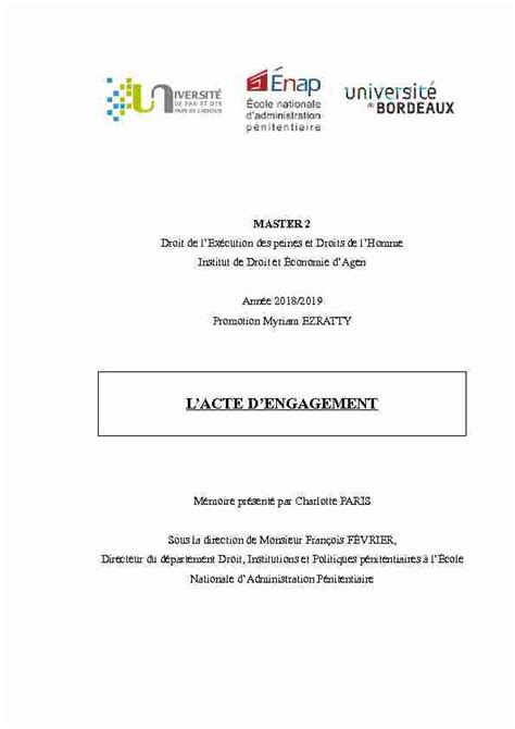 Lacte Dengagement Mémoire Master 2 Pdf