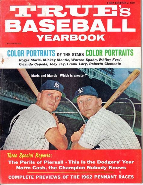 1962 Trues Baseball Yearbook Magazine Mickey Mantle And Roger Maris
