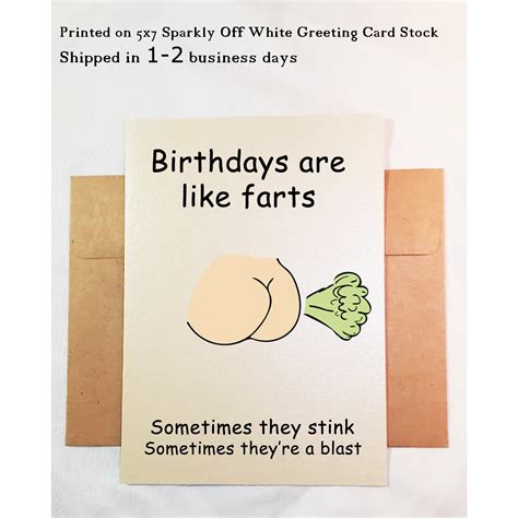Birthdays Are Like Farts Funny Birthday Card Fart Birthday Etsy