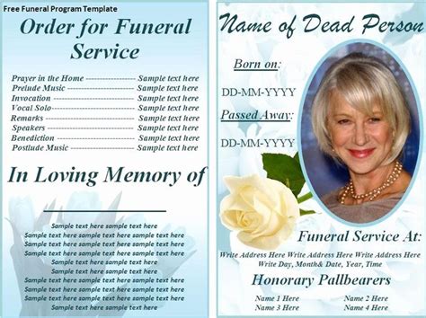Memorial Card Template Free Download Elegant Free Funeral Program