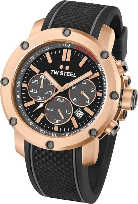 Tw Steel Mens Quartz Watch With Black Dial Chronograph Display And