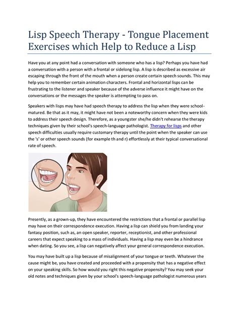 Lisp Speech Therapy - Tongue Placement Exercises which Help to Reduce a