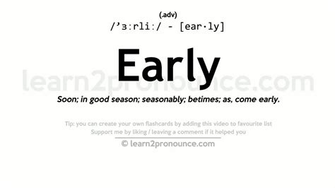 Pronunciation Of Early Definition Of Early Youtube