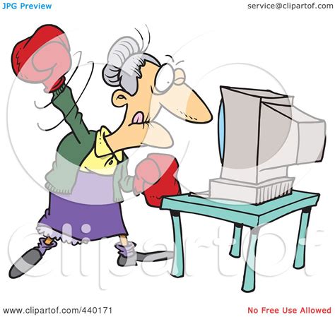 Royalty Free Rf Clip Art Illustration Of A Cartoon Mad Granny Beating