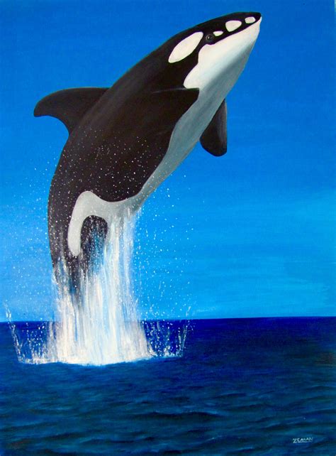 Orca Breaching Realistic Painting For Sale By Ronzeman Foundmyself