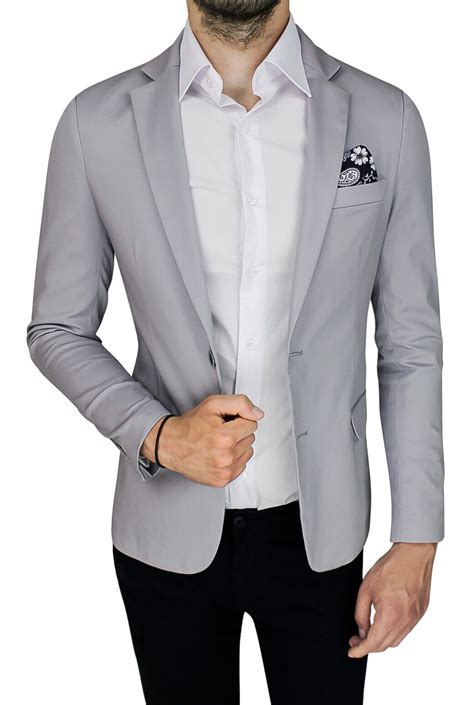 Giacca uomo Sartoriale elegante grigio chiaro estiva in cotone 100% ...