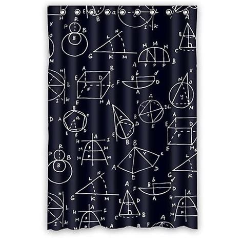 School Time Math Geometric Pattern In Blackboard Shower Curtain Waterproof Polyester Fabric