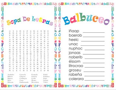 Items Similar To 2 In 1 Games Sopa De Letras And Balbuceo Baby Shower