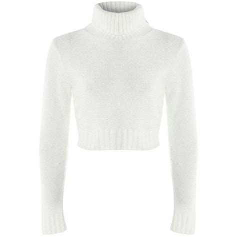 nicole turtle neck crop jumper 26 liked on polyvore featuring tops sweaters white