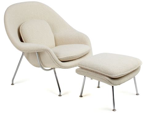 The womb chair design consists of molded fiber glass shell covered with foam and then upholstered. Womb Chair & Ottoman - hivemodern.com