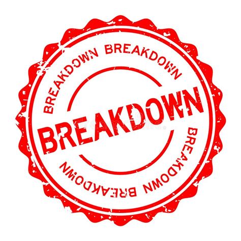 Grunge Red Breakdown Word Round Rubber Stamp On White Background Stock