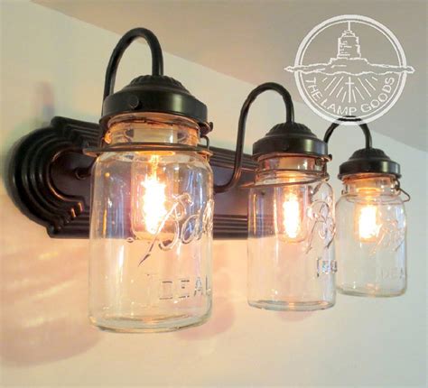 Mason Jar Lighting Fixture Wall Sconce Vintage Quart Trio Etsy