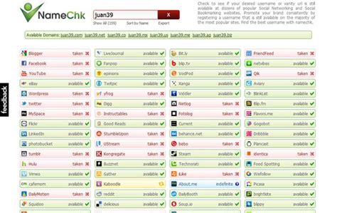 namechk comprueba en más de 150 redes sociales si un nombre de usuario