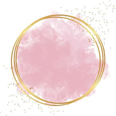 Pink Watercolor Gold Circle Clipart Glitter Border Frame Etsy