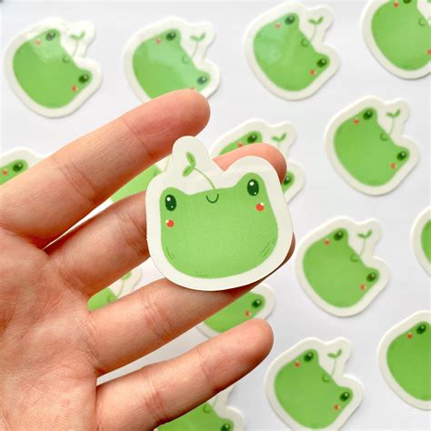 Froggy Sprout Vinyl Waterproof Sticker Etsy