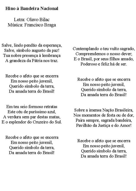 História Do Hino Da Bandeira Brasileira Letra E Música EspaÇo Educar