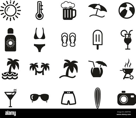 Summer Icons Black And White Set Big Stock Vector Image And Art Alamy