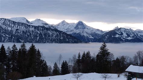 Snowy Mountains In The Fog Hd Desktop Wallpaper Widescreen High