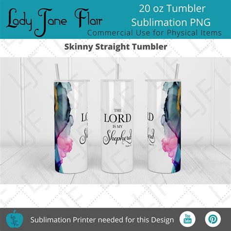 Psalm 23 Sublimation Design For 20 Oz Skinny Tumblers The Etsy In