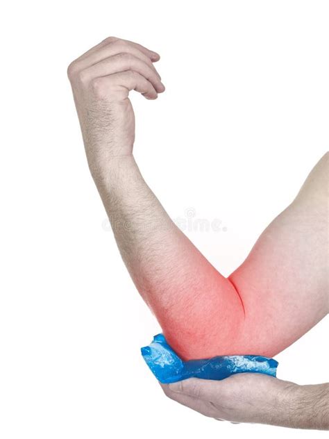 Cool Gel Pack On A Swollen Hurting Elbow Stock Image Image Of Copy