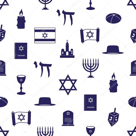 Judaism Religion Symbols Seamless Blue Pattern Eps10 Stock Vector Image