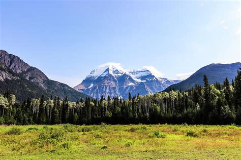 Mount Robson Snowcapped Mountain Alberta Canada Photograph By Ndy