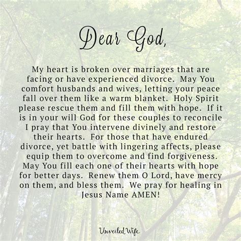 Prayer Of The Day Healing From Divorce