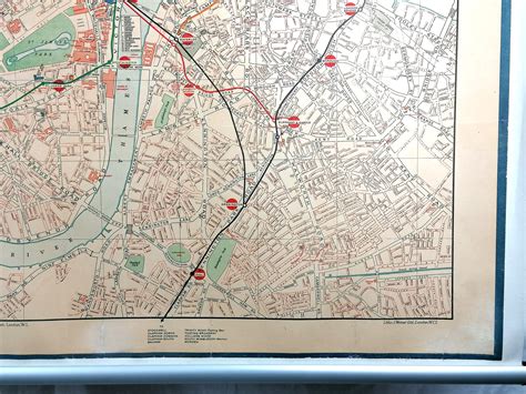 1932 London Underground Station Map Quad Royal Gw Bacon Iconic
