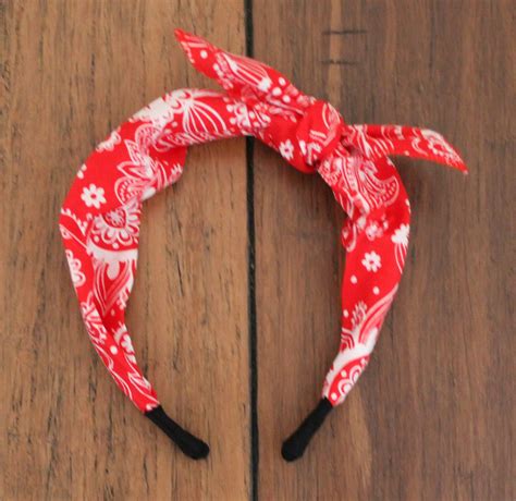 Red Floral Paisley Knot Tie Headband Tie Headband Bow Headband