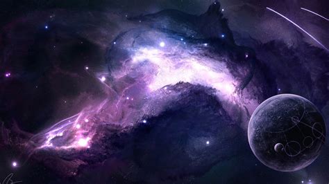 Joeyjazz Space Planet Moon Galaxy Purple Space Art Digital Art