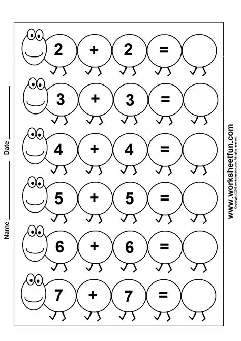 Alphabet, coloring, number, all about me, shape, weather, theme, animals activity at home. Addition - Doubles - Worksheet | Maths worksheets ...