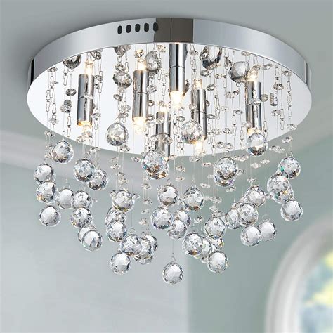 Buy Bestier Modern Crystal Round Raindrop Chandelier Lighting Flush