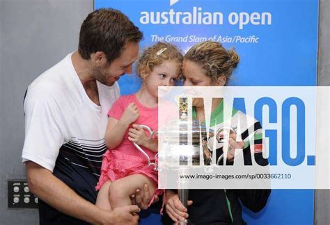 Melbourne Australia Belgian Kim Clijsters Wta3 With Her Husband