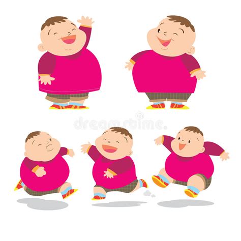 Cute Fat Boy Charater Many Action Stock Vector Illustration Of Vector