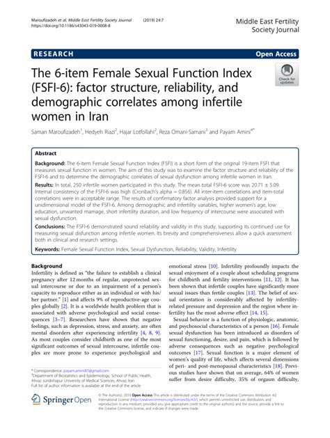 Pdf The 6 Item Female Sexual Function Index Fsfi 6 Factor