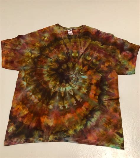 Xl Extra Large Mens Earthy Brown Rust Gold Tie Dye T Shirt Ice Etsy