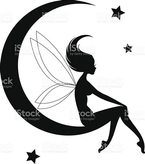 Fairy On Moon Silhouette Fairy Moon Silhouette Royalty Silhouette De