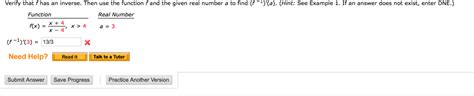 solved verify that f has an inverse then use the function f